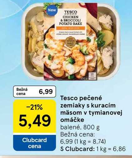 Tesco pečené zemiaky s kuracím mäsom v tymianovej omáčke balené 800 g 