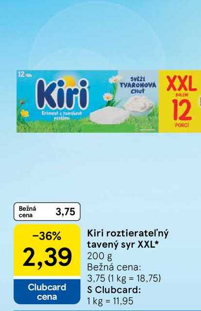 Kiri roztierateľný tavený syr XXL 200g