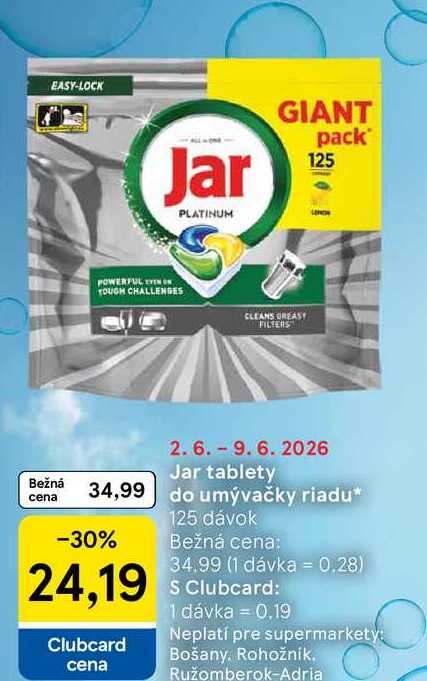 Jar tablety do umývačky riadu 125ks