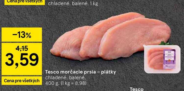 Tesco morčacie prsia - plátky chladené, balené 400g