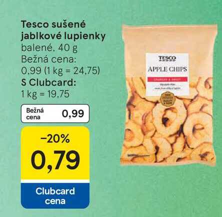 Tesco sušené jablkové lupienky balené, 40g