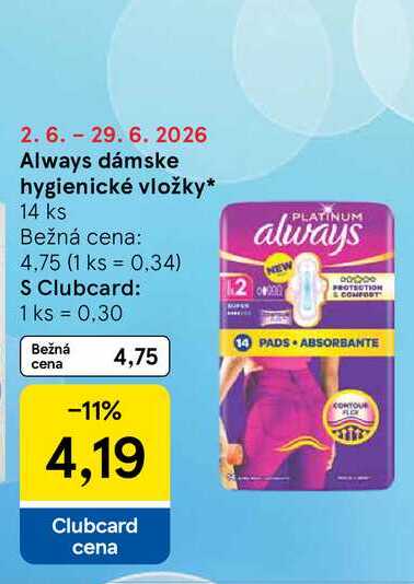Always dámske hygienické vložky 14 ks