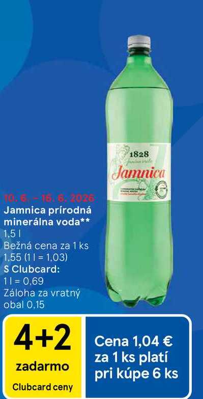Jamnica prírodná minerálna voda 1,5L