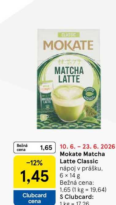 Mokate Matcha Latte Classic nápoj v prášku, 6 x 14 g