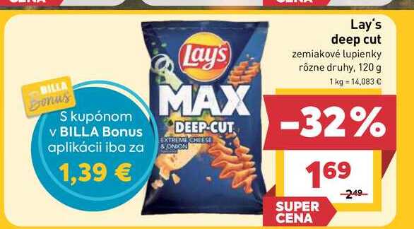 Lay's deep cut zemiakové lupienky rôzne druhy, 120 g