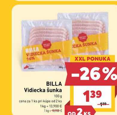 BILLA Vidiecka šunka 100 g