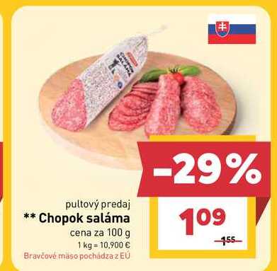 Chopok saláma cena za 100 g 