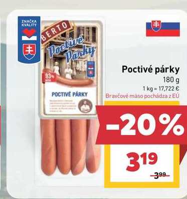 Poctivé párky 180 g