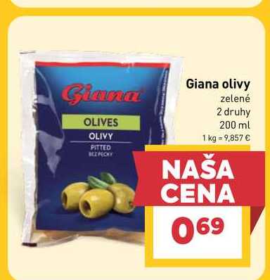 Giana olivy zelené 2 druhy 200 ml