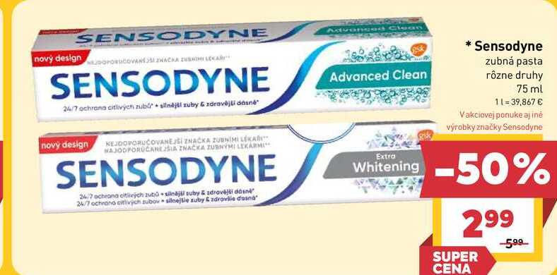 Sensodyne zubná pasta rôzne druhy 75 ml