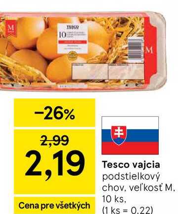 Tesco vajcia podstielkový chov, veľkosť M 10 ks