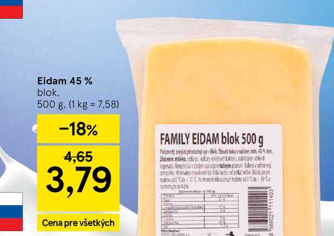 Eidam 45 % blok 500 g