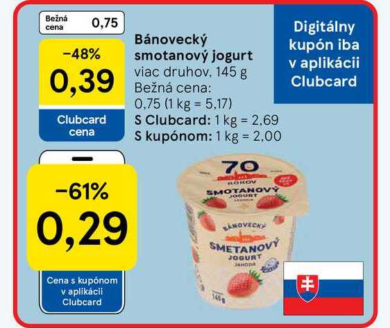 Bánovecký smotanový jogurt viac druhov 145 g  v akcii