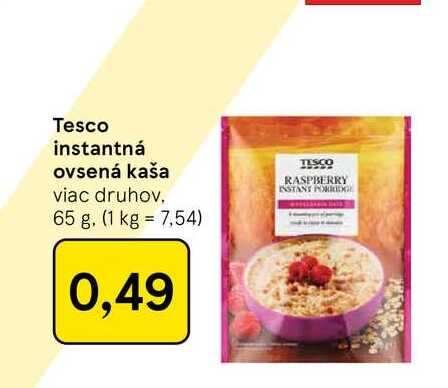 Tesco instantná ovsená kaša viac druhov 65 g