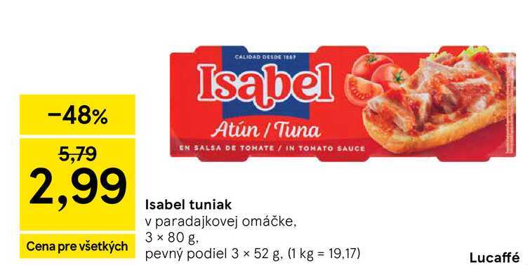Isabel tuniak v paradajkovej omáčke, 3 × 80 g
