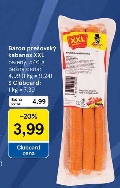 Baron prešovský kabanos XXL balený, 540 g