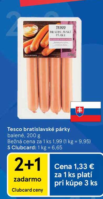 Tesco bratislavské párky balené, 200 g