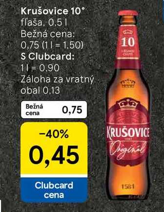 Krušovice 10° fľaša, 0.5l