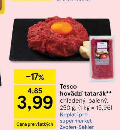 Tesco hovädzí tatarák chladený, balený, 250 g
