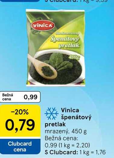 Vinica špenátový pretlak mrazený, 450 g 