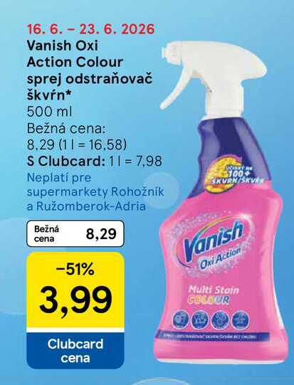 Vanish Oxi Action Colour sprej odstraňovač škvŕn 500 ml