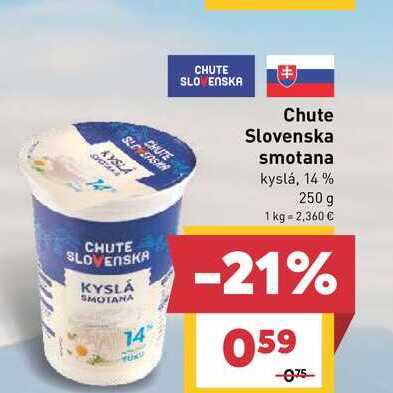 Chute Slovenska smotana kyslá, 14% 250 g  v akcii