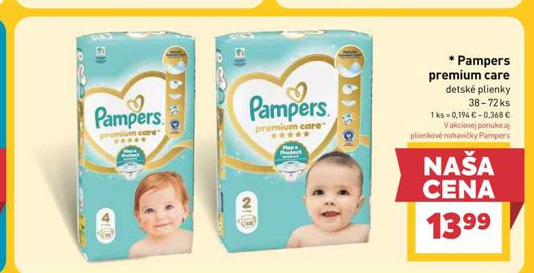Pampers premium care detské plienky 38-72 ks