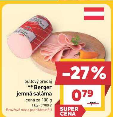 Berger jemná saláma cena za 100 g