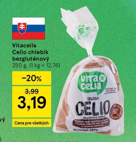 Vitacelia Celio chlebík bezgluténový 250 g