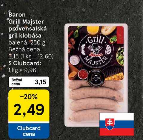 Baron Grill Majster provensalská gril klobása balená, 250 g