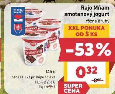 Rajo Mňam smotanový jogurt 145g
