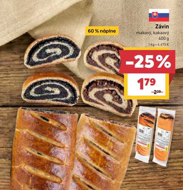 Závin makový, kakaový 400 g
