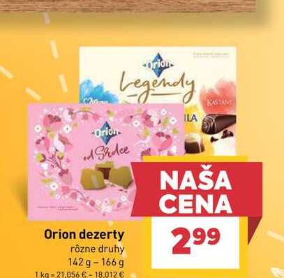 Orion dezerty rôzne druhy 142 g-166 g 