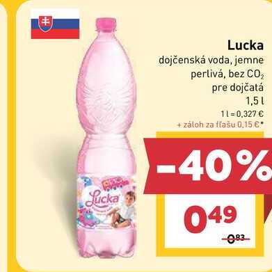 Lucka dojčenská voda, jemne perlivá, bez CO₂ pre dojčatá 1,5l