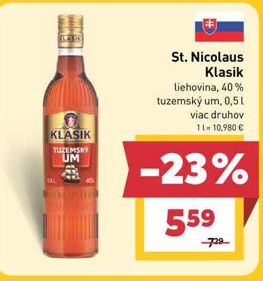 St. Nicolaus Klasik Liehovina, 40% tuzemský um, 0,5L