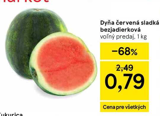 Dyňa červená sladká bezjadierková voľný predaj, 1 kg