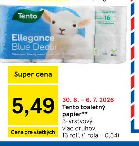 Tento Ellegance Blue Decor 3-vrstvový toaletný papier 16rolí