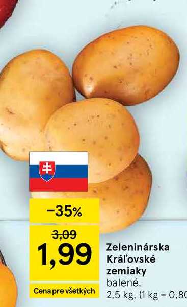 Zeleninárska Kráľovské zemiaky balené, 2,5 kg
