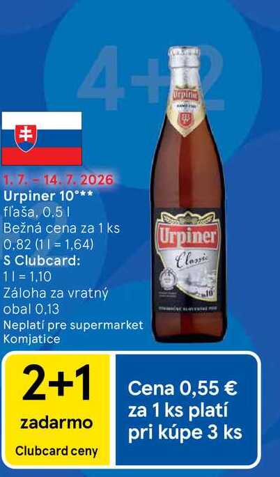 Urpiner 10° fľaša, 0.5l