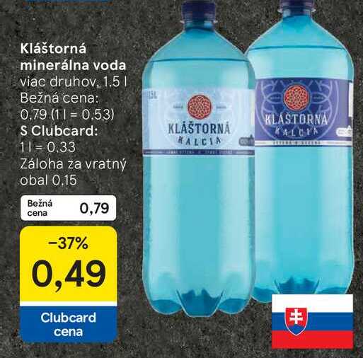 Kláštorná minerálna voda viac druhov, 1.5 l