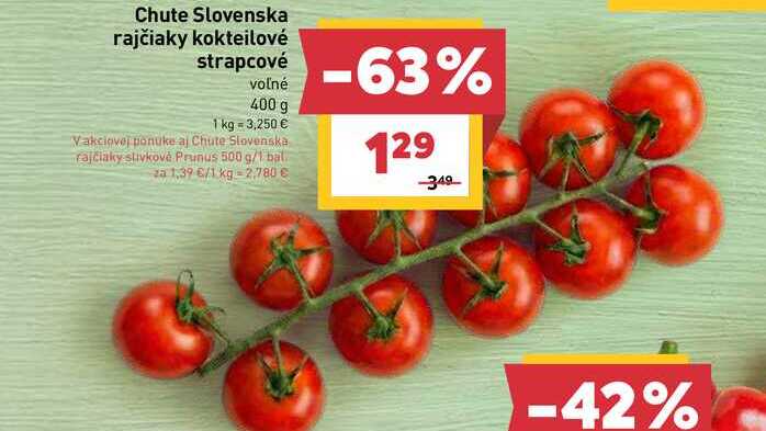 Chute Slovenska rajčiaky kokteilové strapcové voľné 400 g
