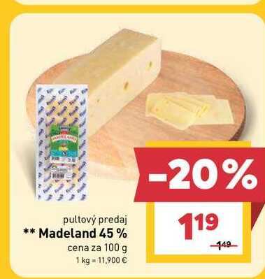 Madeland 45% cena za 100 g
