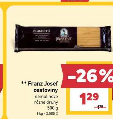 Franz Josef cestoviny semolinové rôzne druhy 500 g