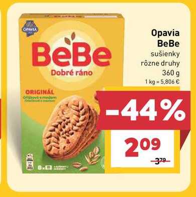 Opavia BeBe sušienky rôzne druhy 360 g  v akcii