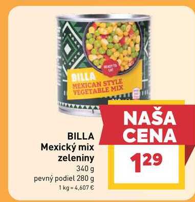 BILLA Mexický mix zeleniny 340 g