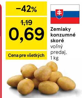Zemiaky konzumné skoré voľný predaj, 1 kg