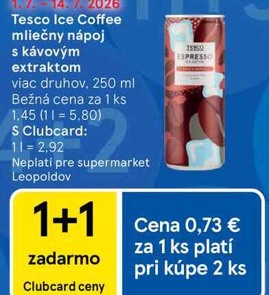 Tesco Ice Coffee mliečny nápoj s kávovým extraktom viac druhov, 250 ml