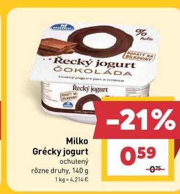 Milko Grécky jogurt ochutený rôzne druhy, 140 g