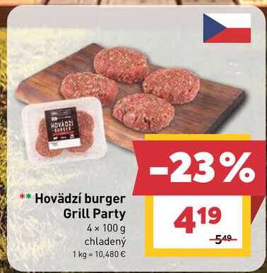 Hovädzí burger Grill Party 4× 100 g