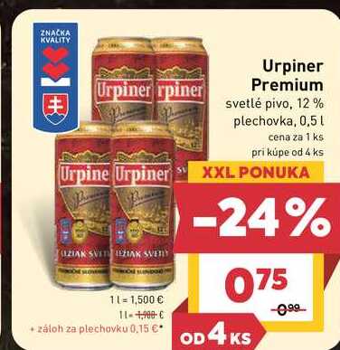 Urpiner Premium 500 ml plechovka
